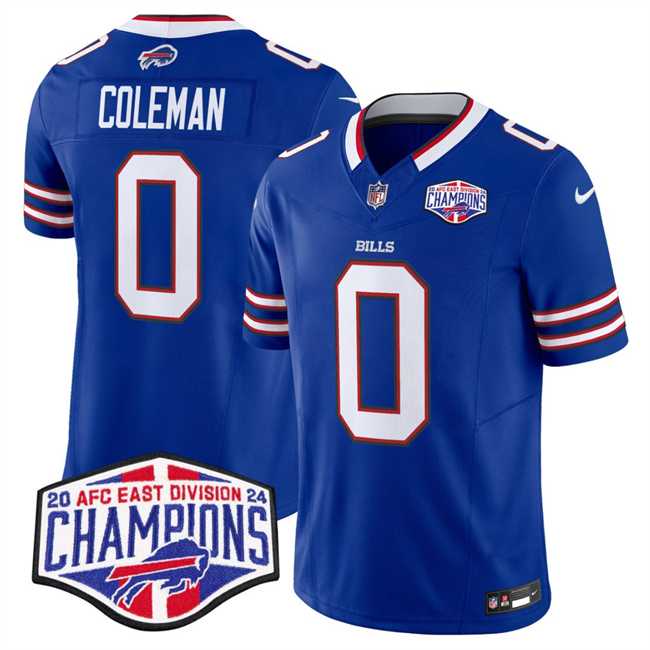 Men%27s Buffalo Bills #0 Keon Coleman Royal F.U.S.E. 2024 AFC East Division Champions Vapor Limited Stitched Jersey